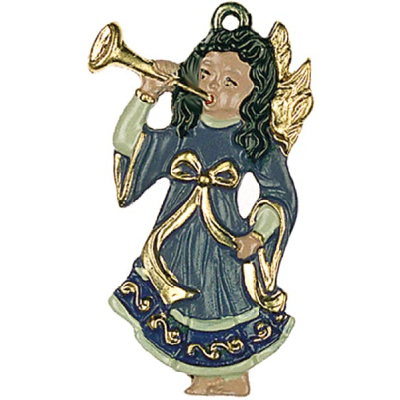 Pewter Ornament Angel with Trombone