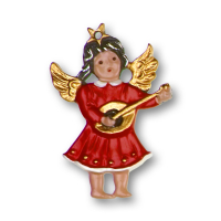 Pewter Ornament Angel with Mandolin