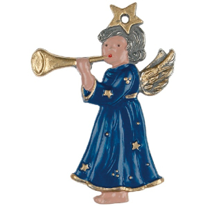 Pewter Ornament Angel with Trombone