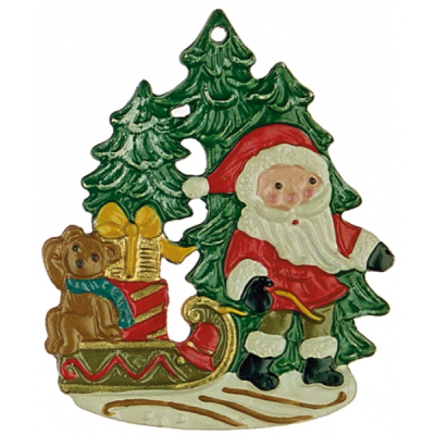 Pewter Ornament Santa Claus with Teddy