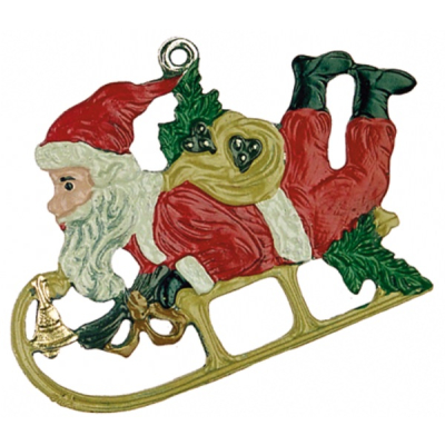 Pewter Ornament Santa Claus on a Sleigh