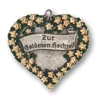 Pewter Ornament Heart At the Golden Wedding „Zur Goldenen Hochzeit“