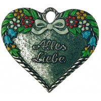 Pewter Ornament Heart "Alles Liebe"