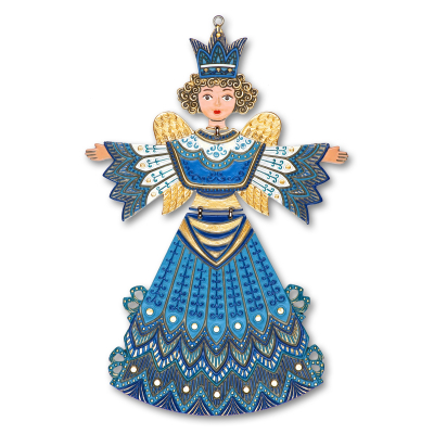 Zinnfigur Weihnachtsengel blau