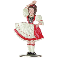 Pewter Ornament Standing Woman in Traditional Bavarian Costume