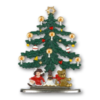 Zinnfigur Tannenbaum mit Puppe und Teddy zum Stellen