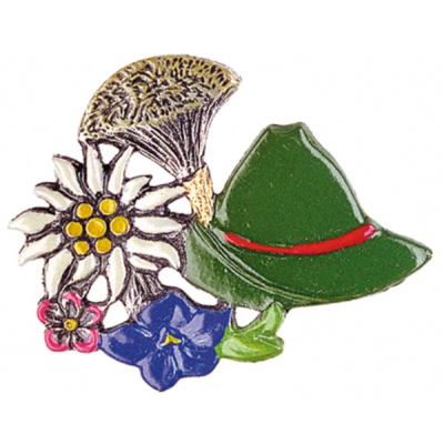 Pewter Brooch Hat and Edelweiss