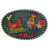 Pewter Brooch Medallion Chicken