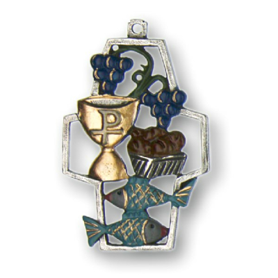 Pewter Ornament Liturgical Cross with Cup