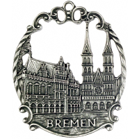 Pewter Ornament Town Picture small Bremen with antique finish