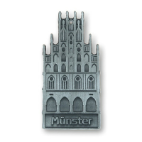 Pewter Ornament Picture Townhall „Münster“ with antique finishTown