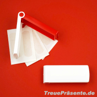Pflasterbox mit Klappdeckel und 6 Pflasterstrips, weiß/rot, ca. 9 x 3,5 x 1,5 cm