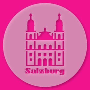 Tortenschablone Salzburger Dom mit Text