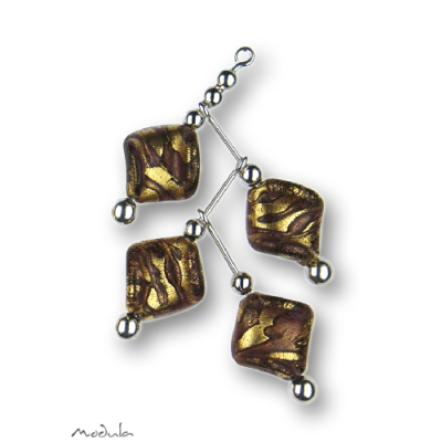 Anhänger -331- Zweig viola-gold (4 Glasblätter)