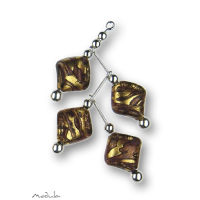 Anhänger -331- Zweig viola-gold (4 Glasblätter)