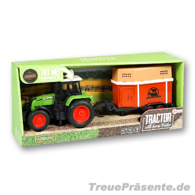 Traktor inkl. Pferdeanhänger mit Licht und Ton, ca. 41 cm