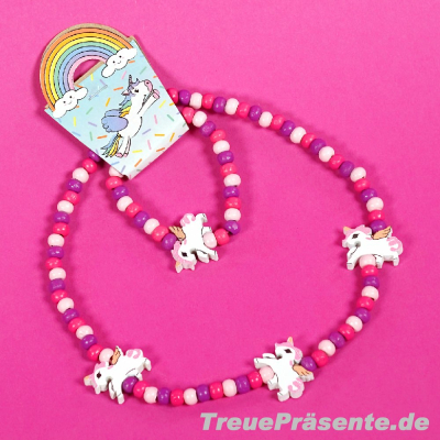 Einhorn-Kette und -Armband aus Holz im Set