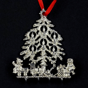 3D Pewter Ornament Christmas Tree with Toys -...