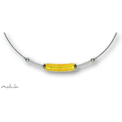 Collier -5110- gelb (Glaszylinder gebogen), L: 40 cm