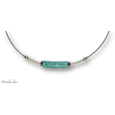 Collier -5110- türkis (Glaszylinder gebogen), L: 40 cm