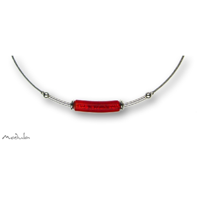 Collier -5110- rot (Glaszylinder gebogen), L: 40 cm