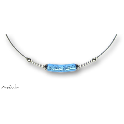 Collier -5110- hellblau (Glaszylinder gebogen), L: 42 cm