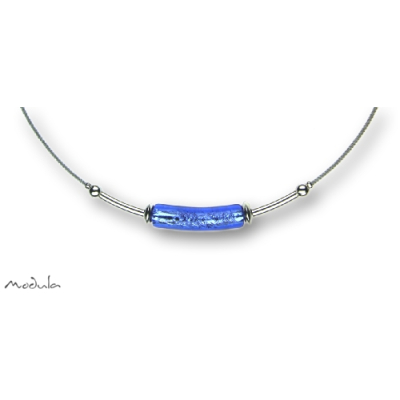 Collier -5110- dunkelblau (Glaszylinder gebogen), L: 42 cm