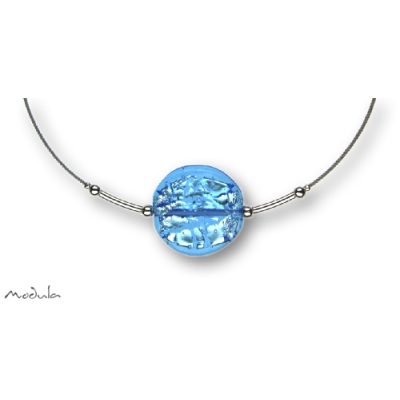 Collier -5109- hellblau (Glasperle flach groß), L: 40 cm