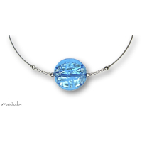 Collier -5109- hellblau (Glasperle flach groß), L: 40 cm