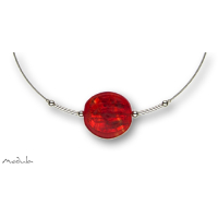 Collier -5109- rot (Glasperle flach groß), L: 45 cm