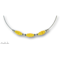 Collier -5107- gelb (3 Glasspindeln), L: 40 cm