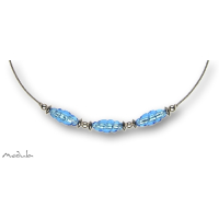 Collier -5107- hellblau (3 Glasspindeln), L: 40 cm