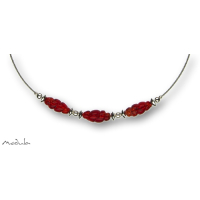 Collier -5107- rot (3 Glasspindeln), L: 40 cm