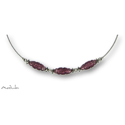 Collier -5107- viola (3 Glasspindeln), L: 40 cm