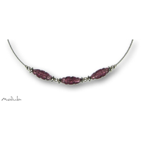 Collier -5107- viola (3 Glasspindeln), L: 42 cm