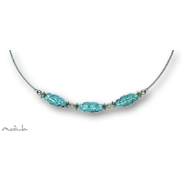 Collier -5107- türkis (3 Glasspindeln), L: 45 cm