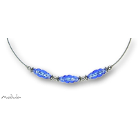 Collier -5107- dunkelblau (3 Glasspindeln), L: 45 cm