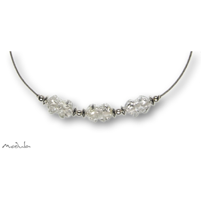 Collier -5108- kristall (3 Glaswickel), L: 40 cm