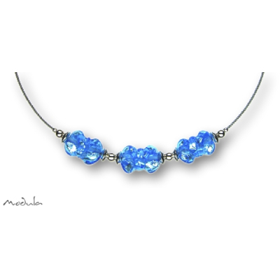 Collier -5108- hellblau (3 Glaswickel), L: 40 cm