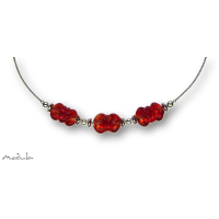 Collier -5108- rot (3 Glaswickel), L: 40 cm