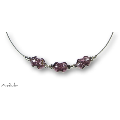 Collier -5108- viola (3 Glaswickel), L: 42 cm