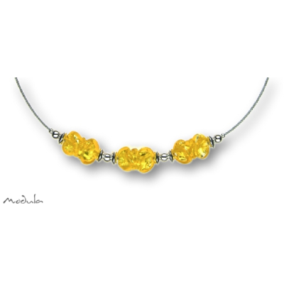 Collier -5108- gelb (3 Glaswickel), L: 50 cm