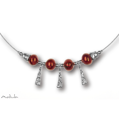 Collier -5102- rot (4 Keramikperlen), L: 42 cm