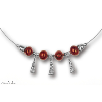 Collier -5102- rot (4 Keramikperlen), L: 42 cm