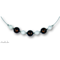 Collier -5112- dunkelbraun (3 Polarisperlen flitter, Star Dust), L: 40 cm