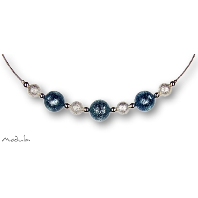 Collier -5112- aqua (3 Polarisperlen flitter, Star Dust), L: 40 cm