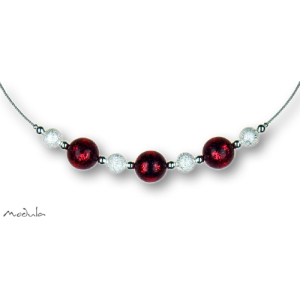 Collier -5112- rot (3 Polarisperlen flitter, Star Dust),...