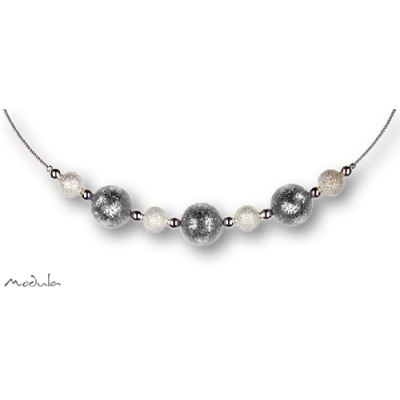 Collier -5112- silber (3 Polarisperlen flitter, Star Dust), L: 50 cm