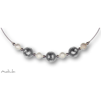 Collier -5112- silber (3 Polarisperlen flitter, Star Dust), L: 50 cm