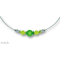 Collier -5113- kiwi-hellgrün (2 Polaris-Doppelkegel, 1 Polarisperle matt), L: 40 cm